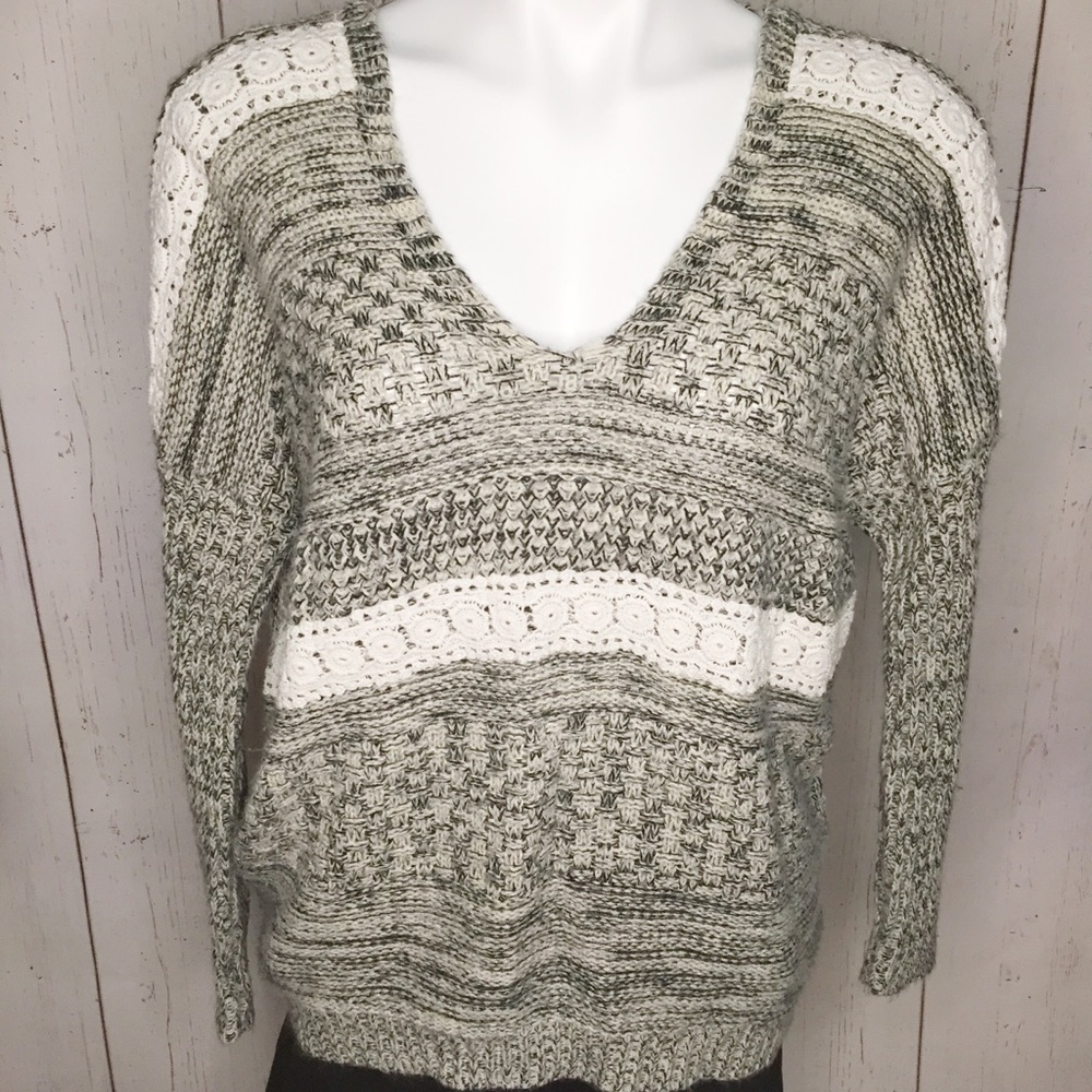 Paper Crane Anthropologie sweater lace details